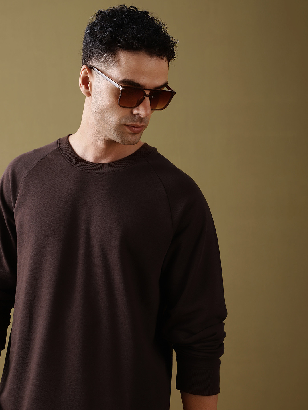 DILLINGER Men Oversized Ultra Soft Drapey Cotton Long Sleeve Crew Raglan T-Shirt