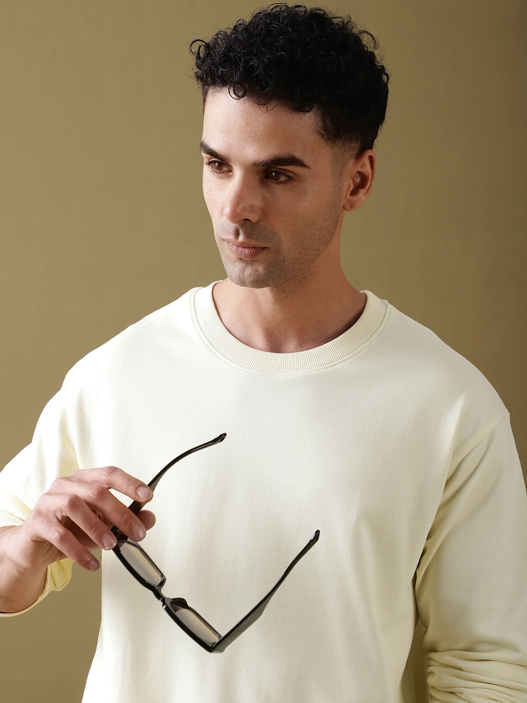 DILLINGER Men Oversized Ultra Soft Drapey Cotton Long Sleeve Crew Neck T-Shirt