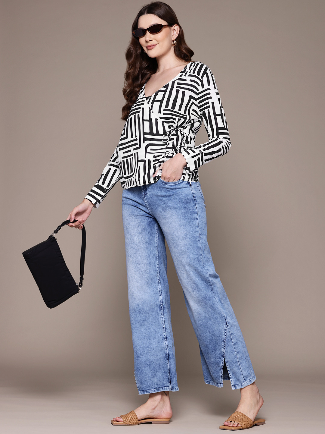 Nautica Geometric Print Wrap Top