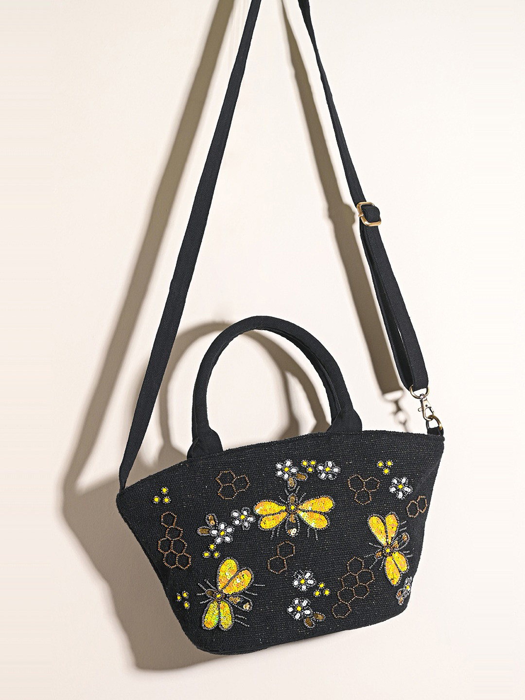 BohoGirl Swiss Butterfly Embellished Structured Handheld Bag