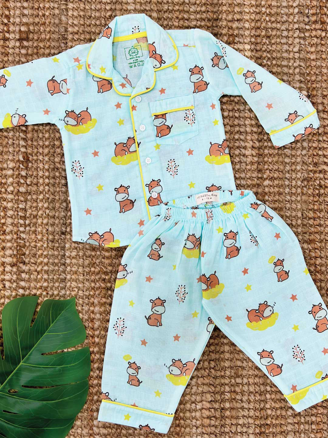 A Toddler Thing Sleepy Hippo Unisex Kids Printed Night suit
