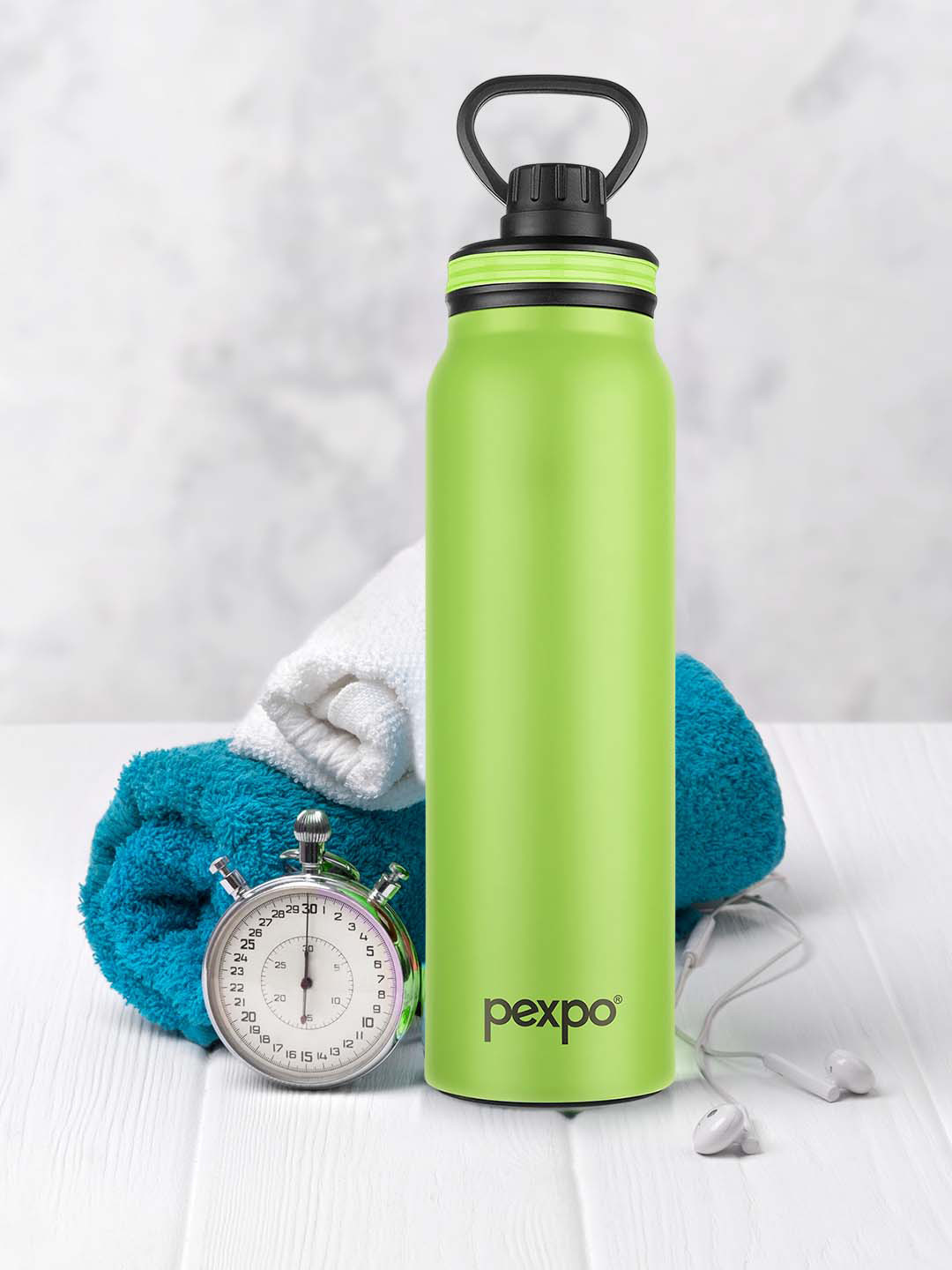 Pexpo Austin Green Solid Stainless Steel Double Wall Vacuum Flask - 740ml