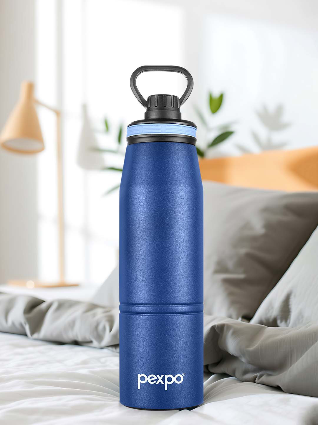 Pexpo Altros Blue Double Wall Thermosteel Hot Flask Denim Insulated Water Bottle-740ml