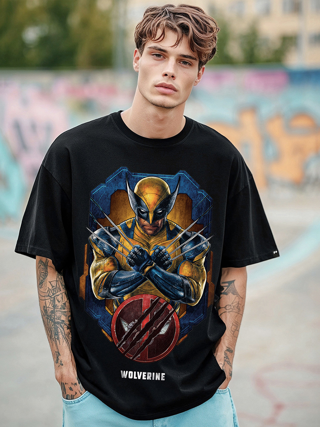 Bewakoof Men Wolverine Graphic Printed Pure Cotton Oversized T-shirt