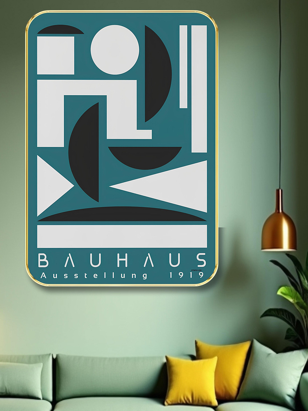 SAF Teal & White Abstract Wooden Framed Canvas Painting Wall Art