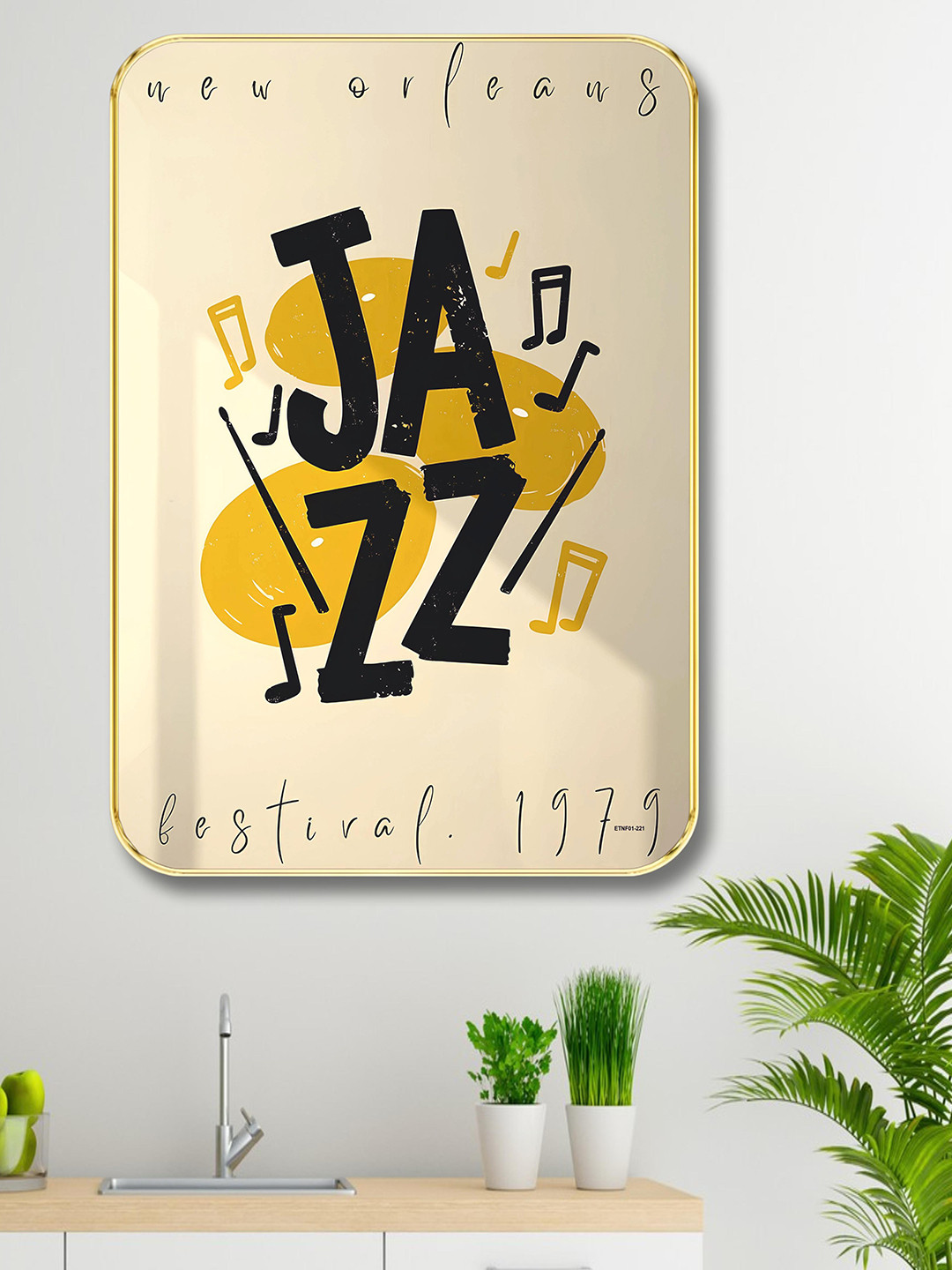 SAF Cream-Coloured & Black 1 Piece Wood Abstract Wall Paintings