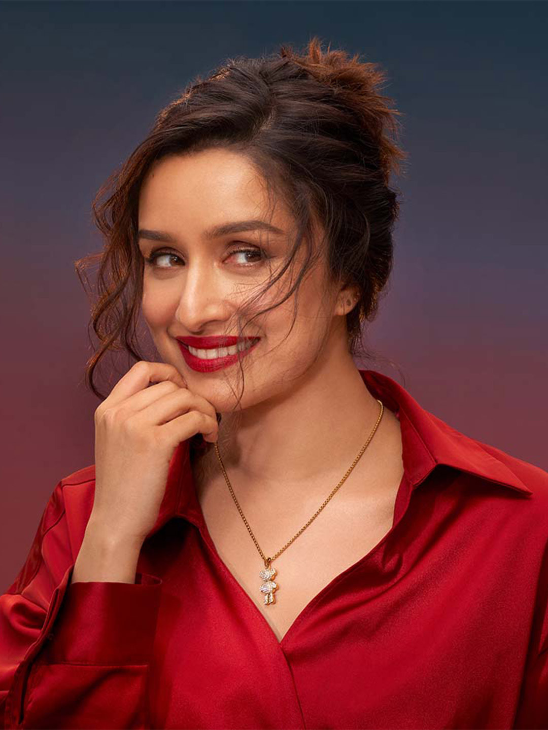 PALMONAS Gold-Plated Stainless Steel Cubic Zirconia Teddy Solitaire Necklace