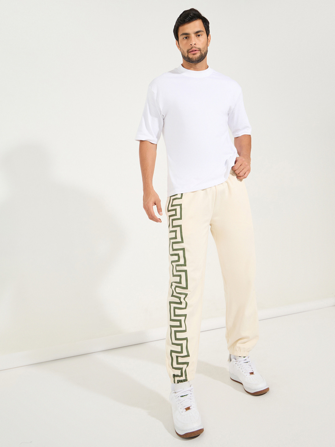 Styli Men Relaxed Fit Joggers with Enlarged Print