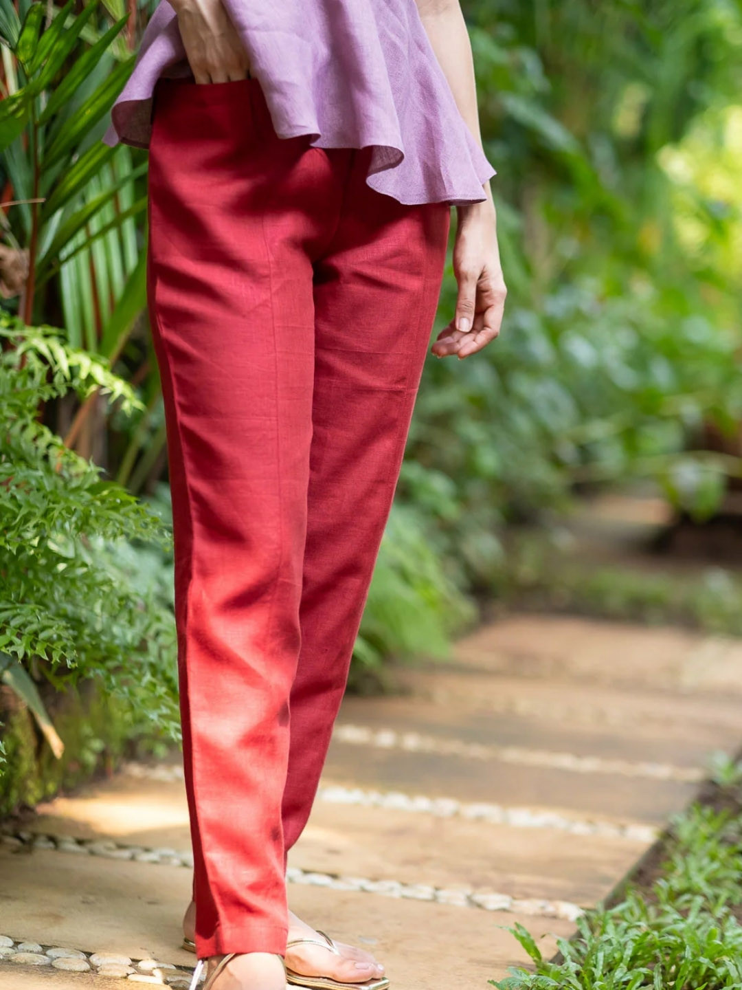 Creatures of Habit Women Linen Plain Solid Trouser