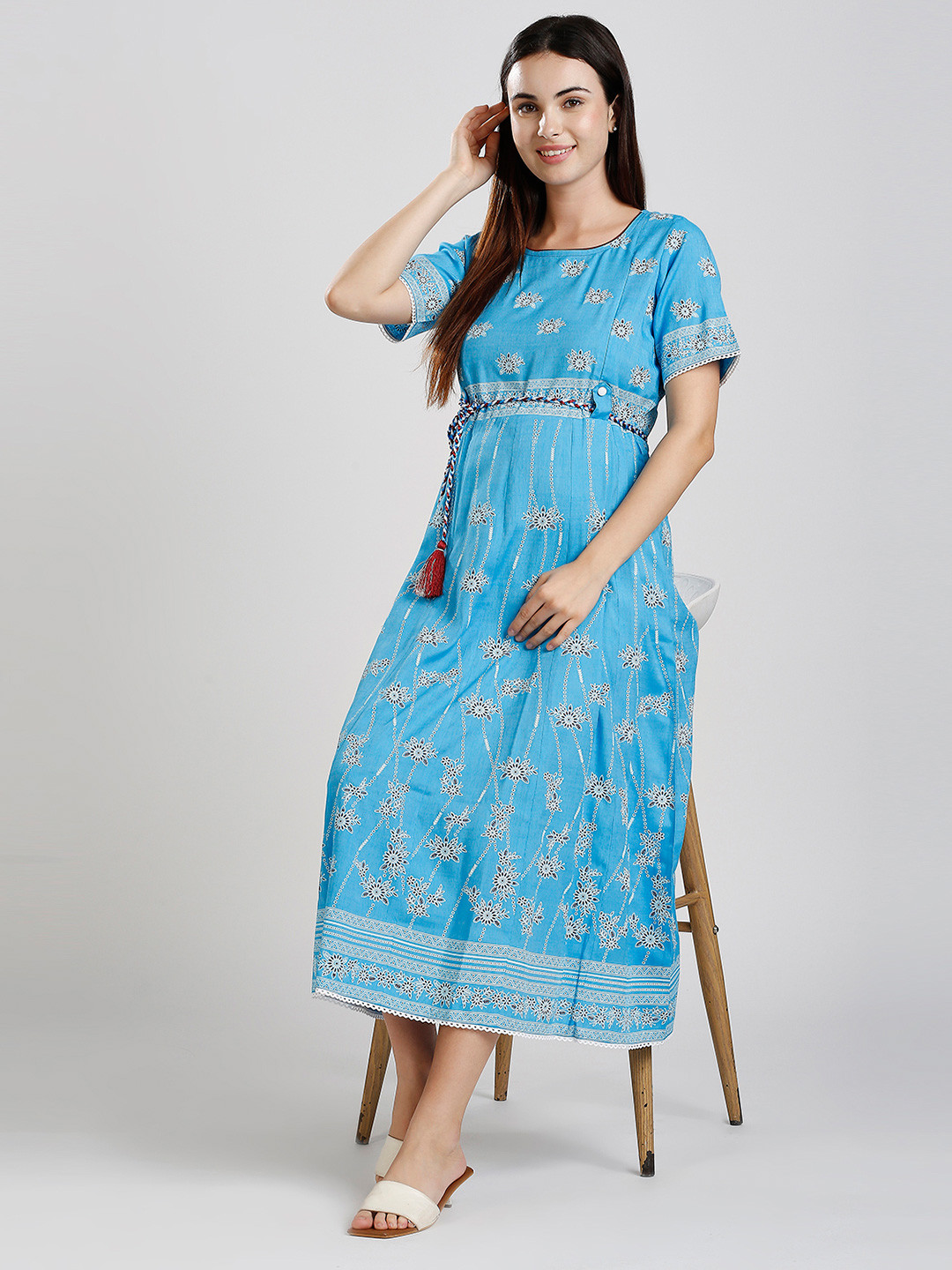 DUMMY SHAPE Women Maternity & Pregnancy Anarkali Kurta With Breastfeeding Zips