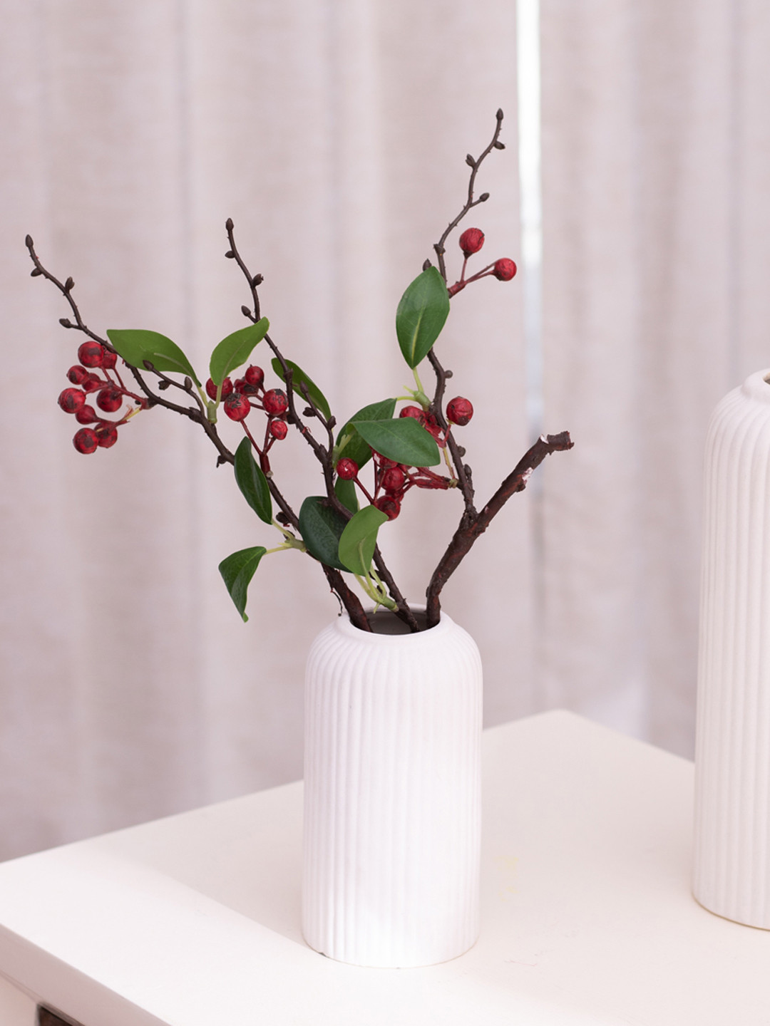 The Decor Mantra White Ceramic Flower Vase