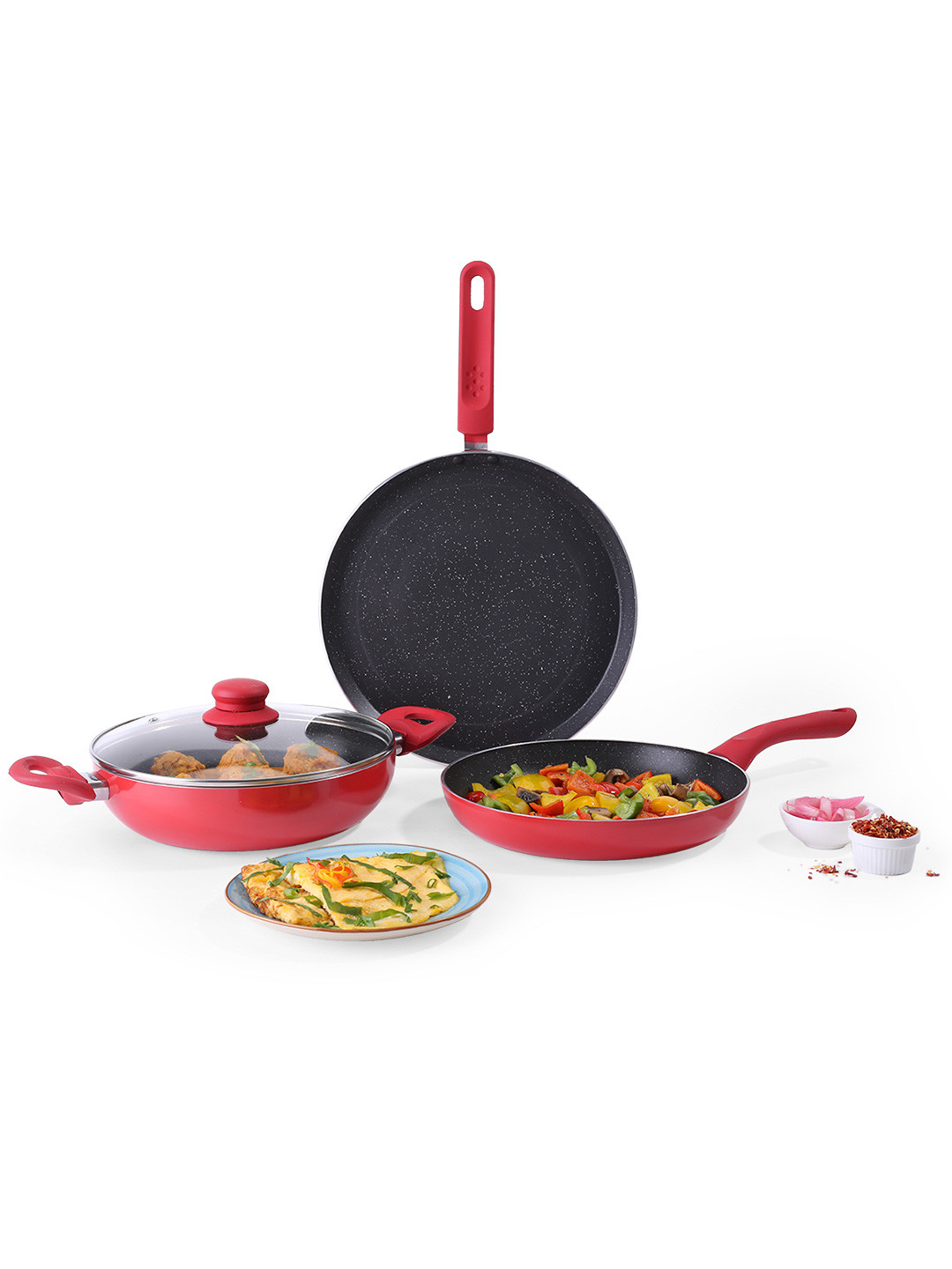 Wonderchef Milano Red & Black 4 Pieces Cookware Set