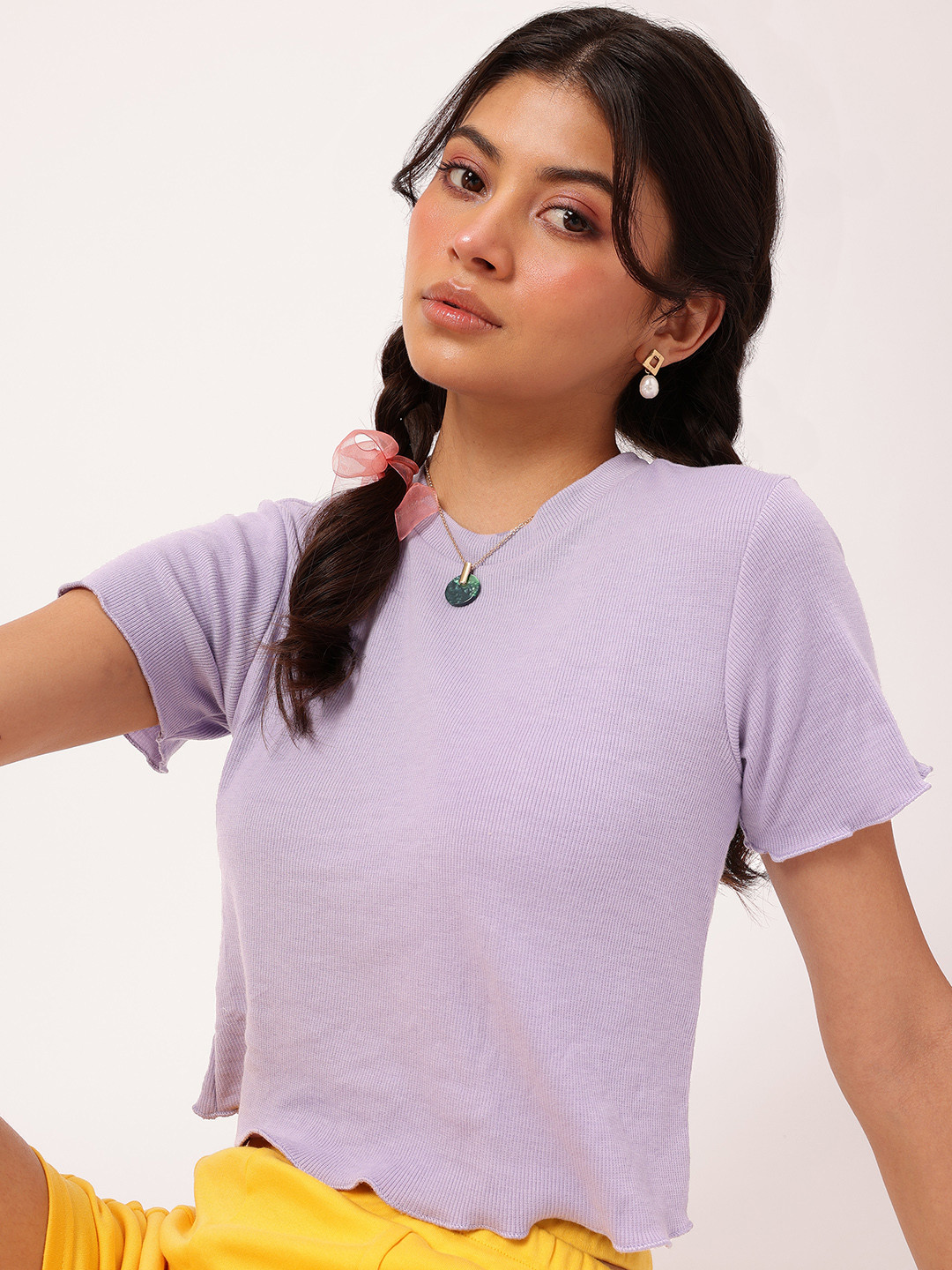 DressBerry Ribbed Lettuce Hem Top