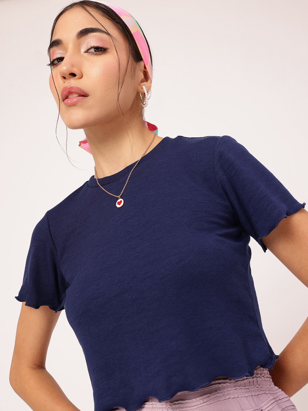 DressBerry Ribbed Lettuce Hem Top