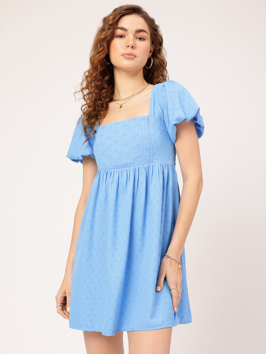 DressBerry Dobby Gypsy Glam Pintucks A-Line Mini Dress