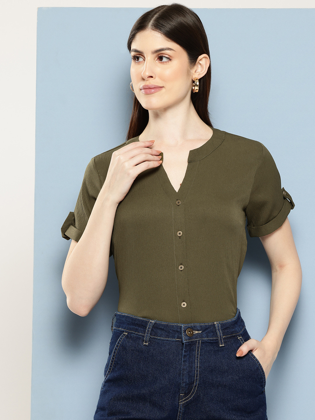 Chemistry Women Solid Standard Fit Casual Shirt