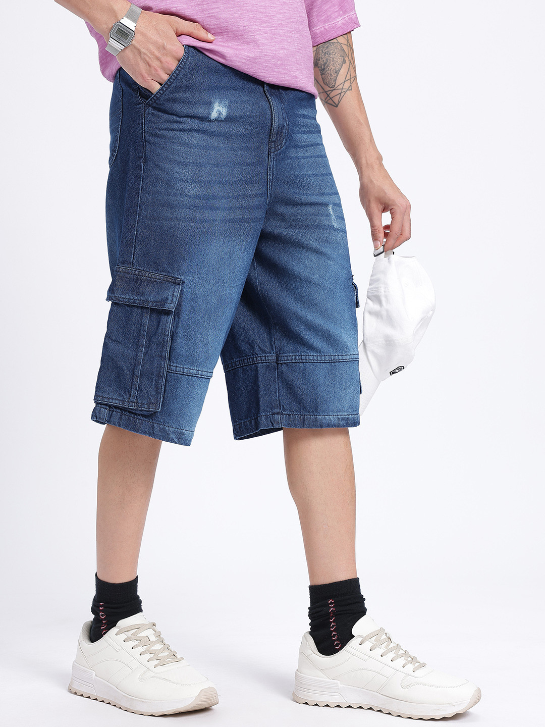 Kook N Keech Men Distressed Cargo Style Jorts