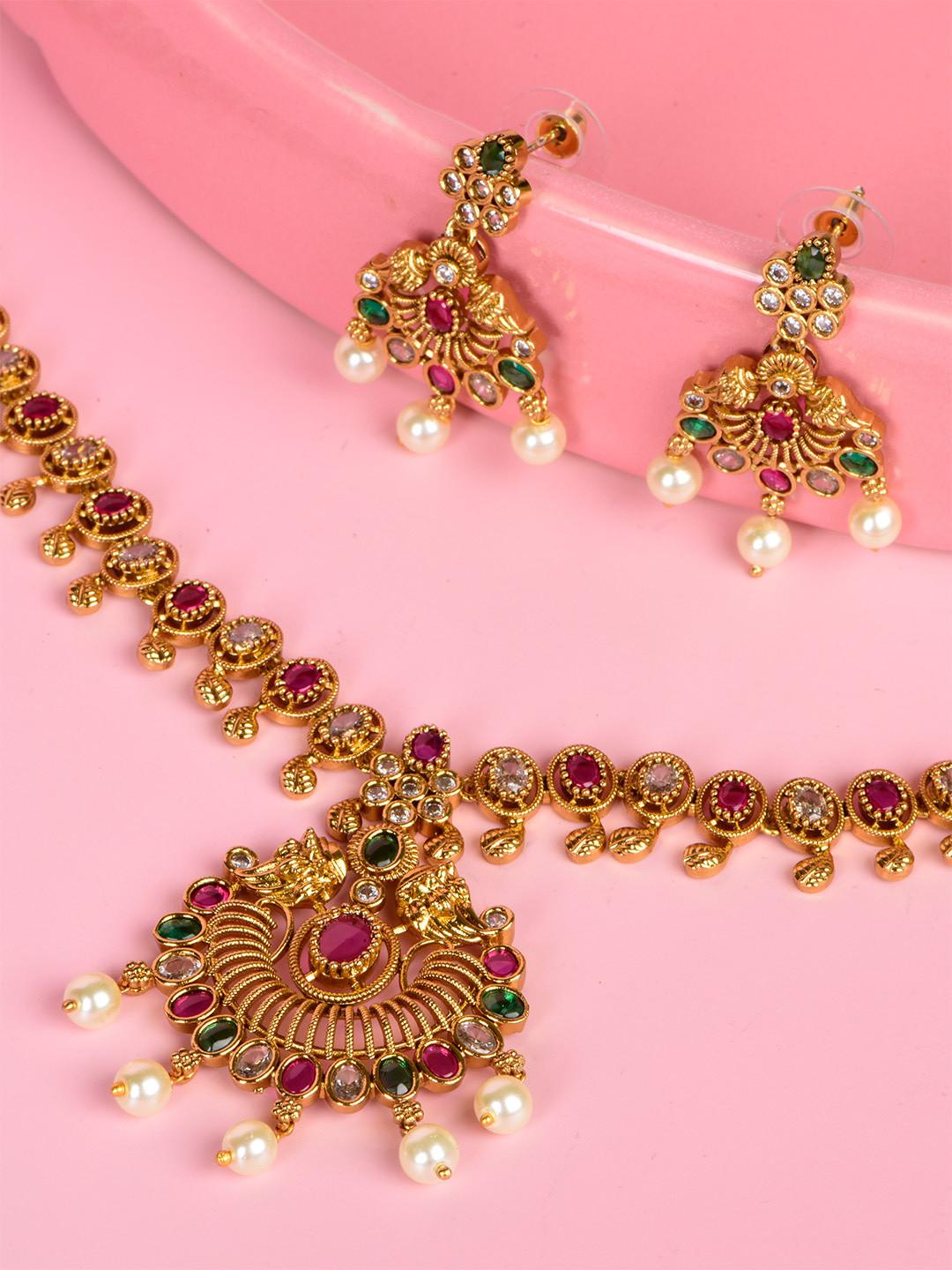 SHARLEEZ Gold-Plated AD-Studded Jewellery Set