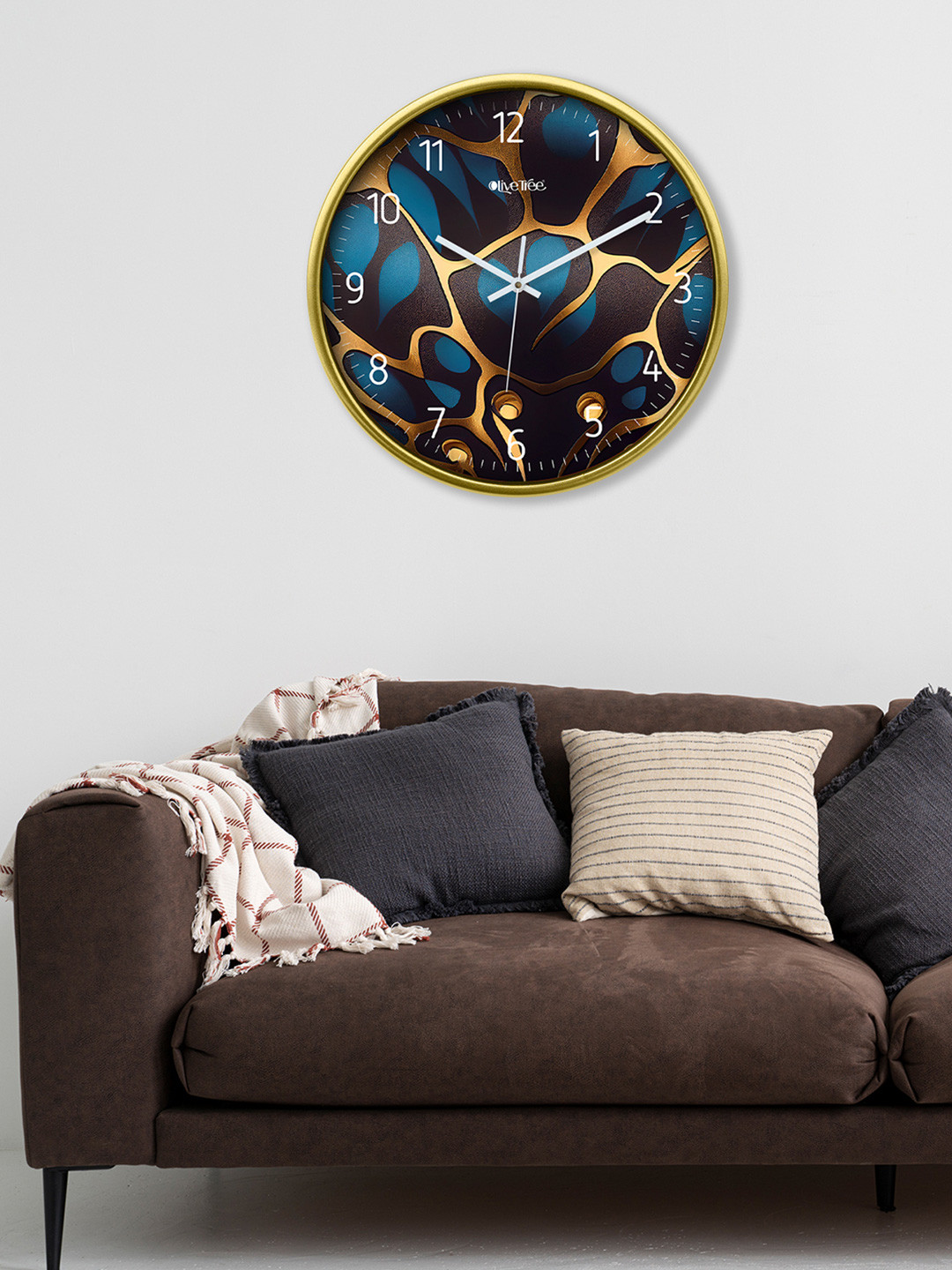 OLIVE TREE Decorative Plastic Ultra Clear Glass Battery Analogue Wall Clock-30.5cm