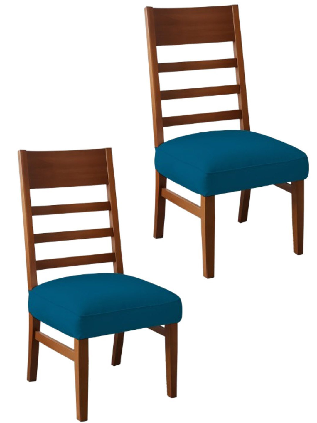 Lazi Blue 200 GSM 2 Pieces Stretchable Dining Chair Seat Covers