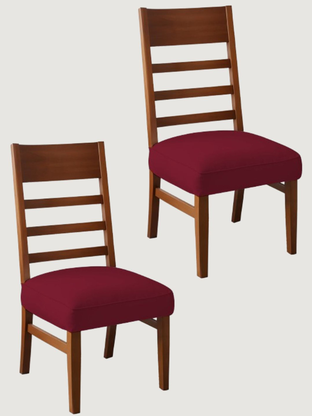 Lazi Maroon 200 GSM 2 Pieces Stretchable Dining Chair Seat Covers