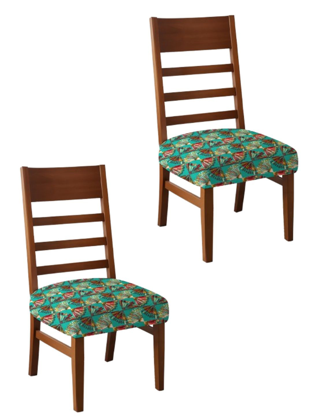 Lazi Green 200 GSM 2 Pieces  Stretchable Dining Chair Seat Covers