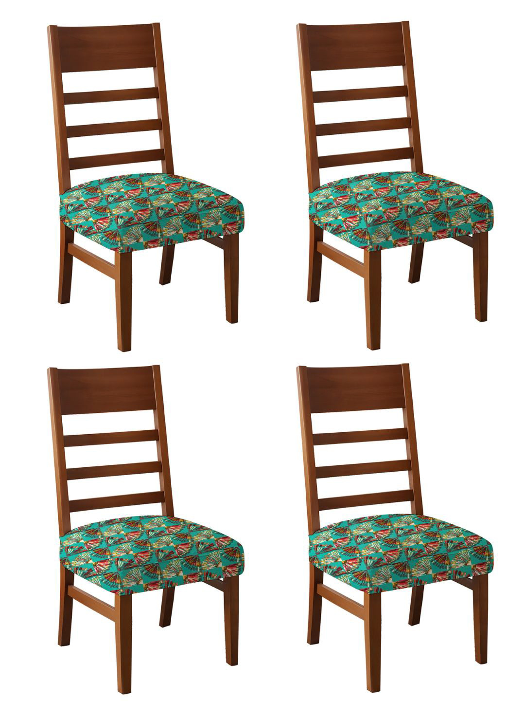 Lazi Green 200 GSM 4 Pieces  Stretchable Dining Chair Seat Covers