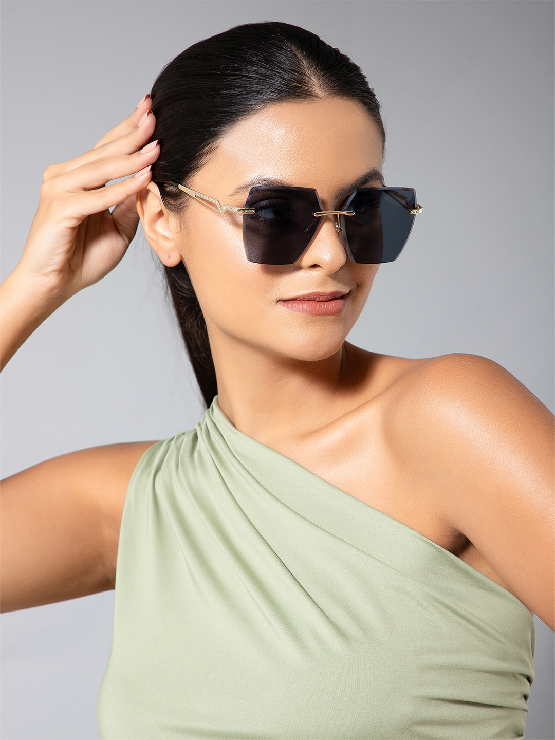 IDOR Women Square Sunglasses with UV Protected Lens IDOR-5271-BLK