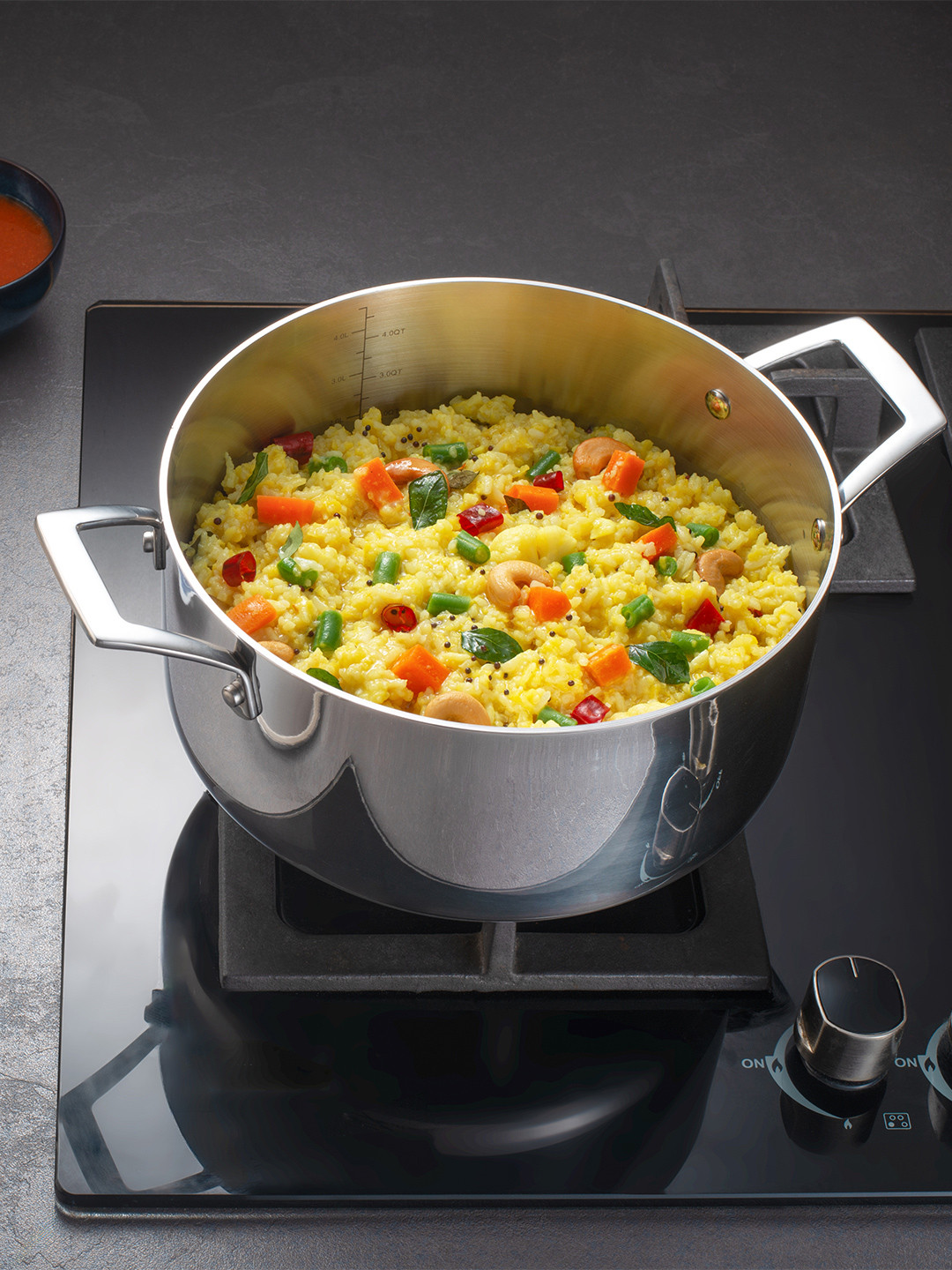 Tramontina Aeion Silver-toned Non Toxic Stainless Steel Triply Cooking Pot with Lid 4.8 L