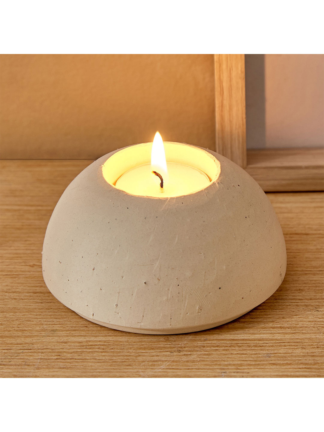 Home Centre Off White Ceramic Tabletop T-Light Holder
