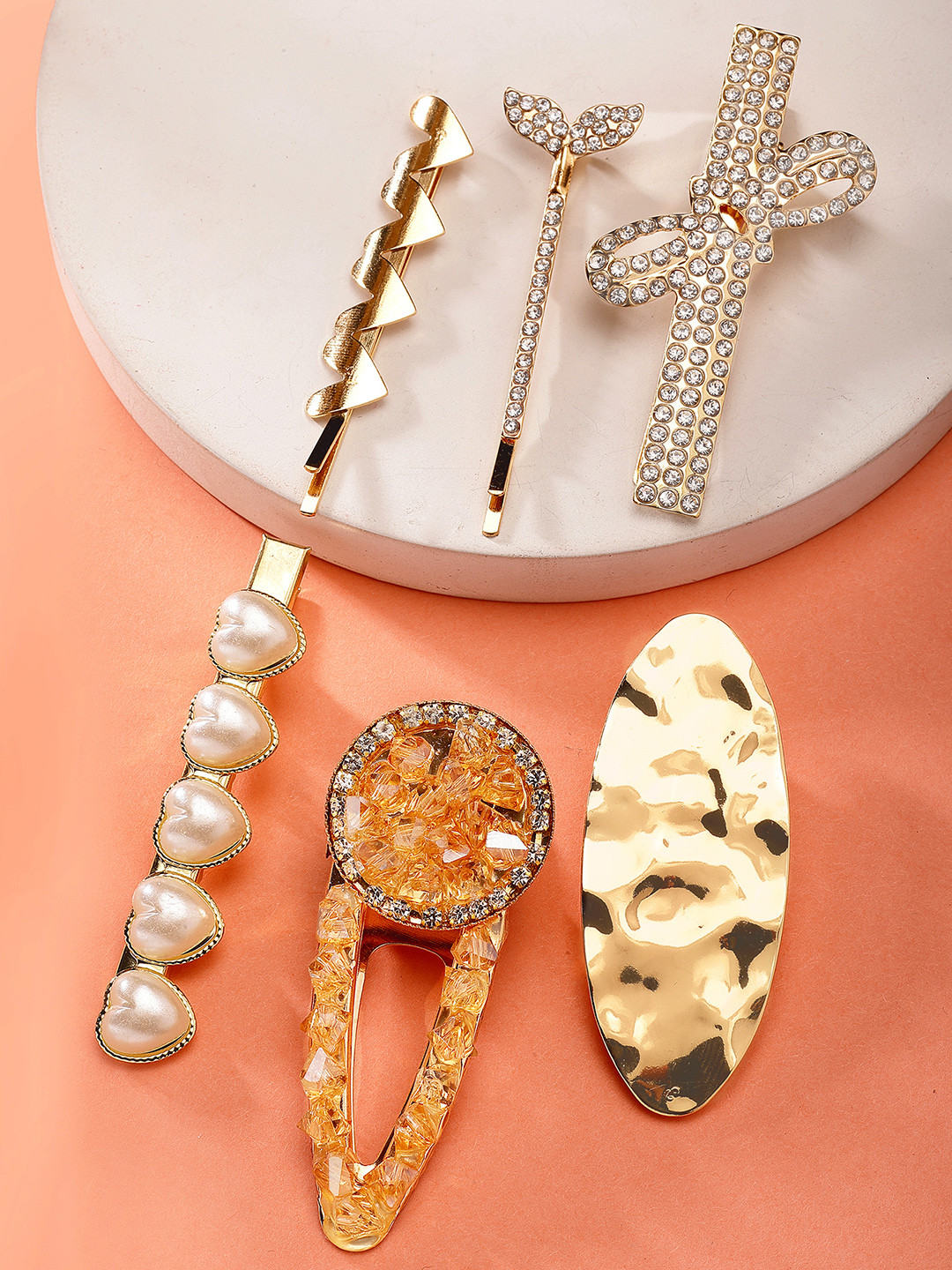 Bohey by KARATCART Women Set of 6 Embellished Alligator Hair Clip