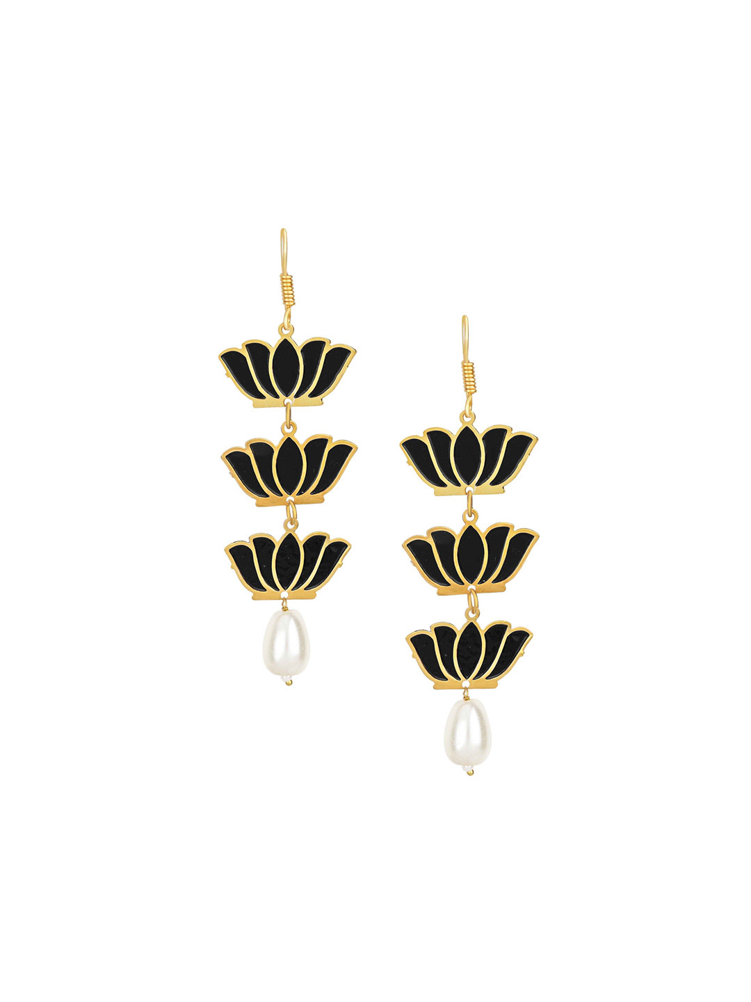 BDIVA 18K Gold Plated Contemporary Enamelled Drop Earrings