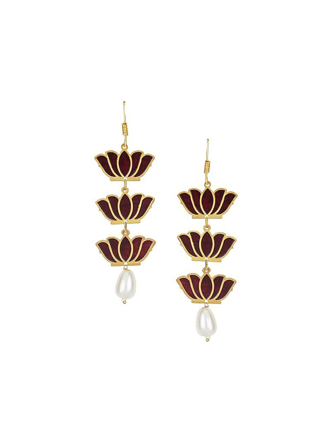 BDIVA 18K Gold Plated Contemporary Enamelled Drop Earrings