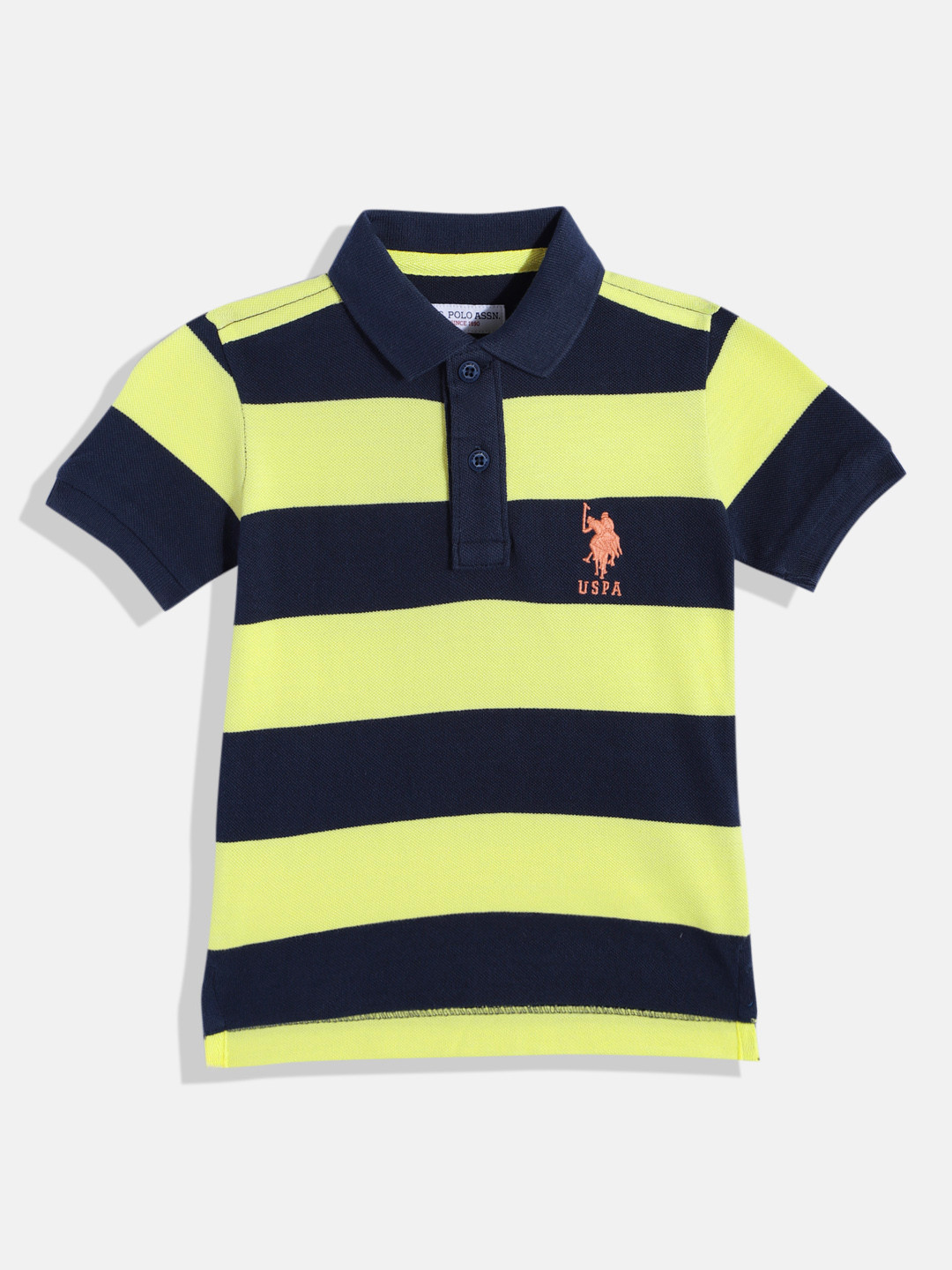 U.S. Polo Assn. Kids Boys Striped Polo Collar Pure Cotton T-shirt