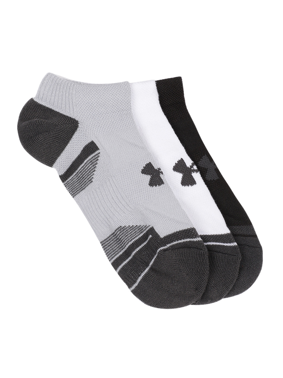 UNDER ARMOUR Unisex Pack of 3 Ankle Length Odor Control Performance Tech No Show Socks