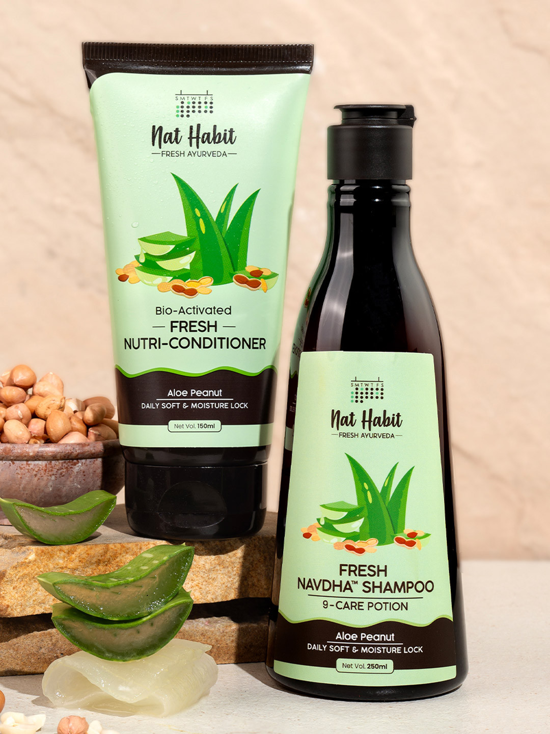 Nat Habit Aloe Peanut Shampoo & Conditioner Hair Care Combo