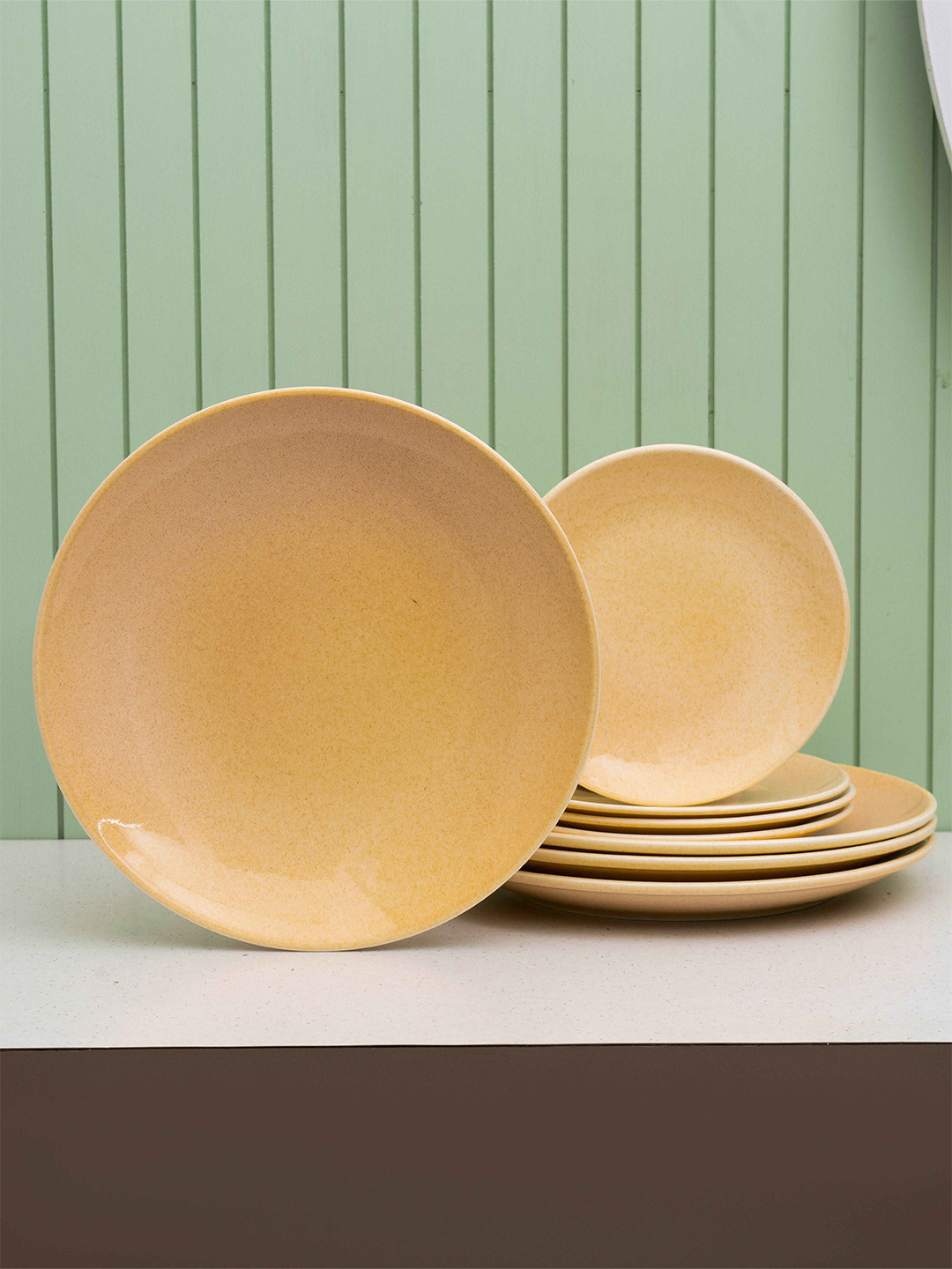 JCPL Peach-Coloured Set Of 8 Fine Reactive Pastel Peach Dinner Set