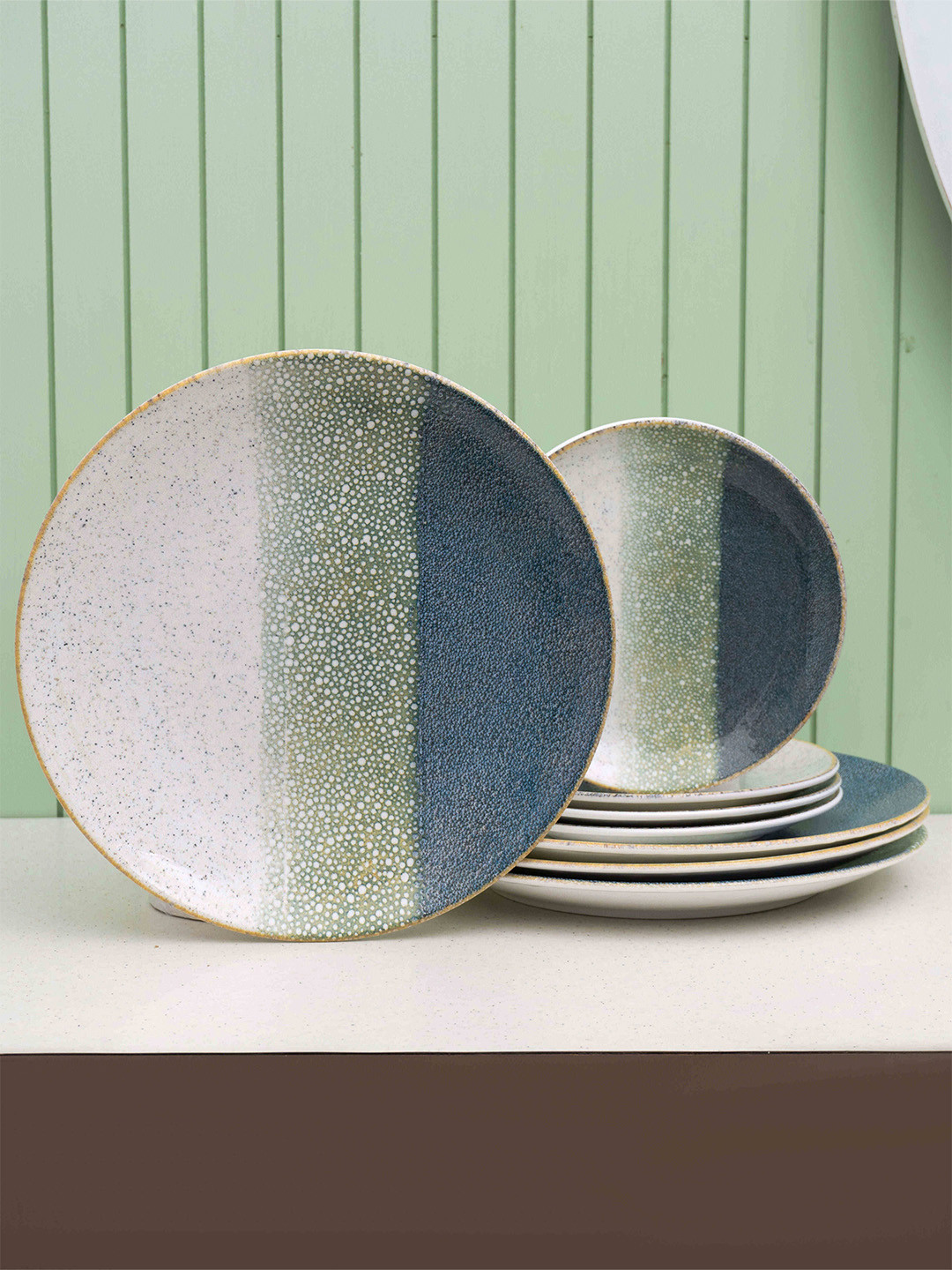 JCPL Grey & Blue Set Of 8 Fine Textures Coral Dinner Set
