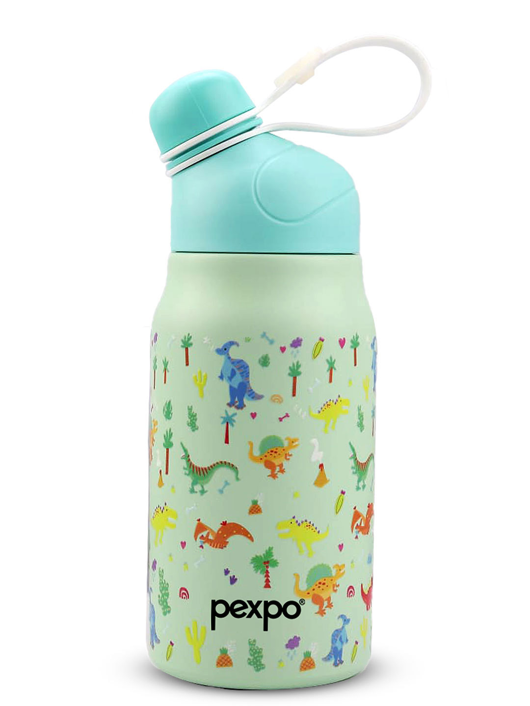 Pexpo Piano Green Conversational Stainless Steel Double Wall Vacuum Water Bottle - 425ml