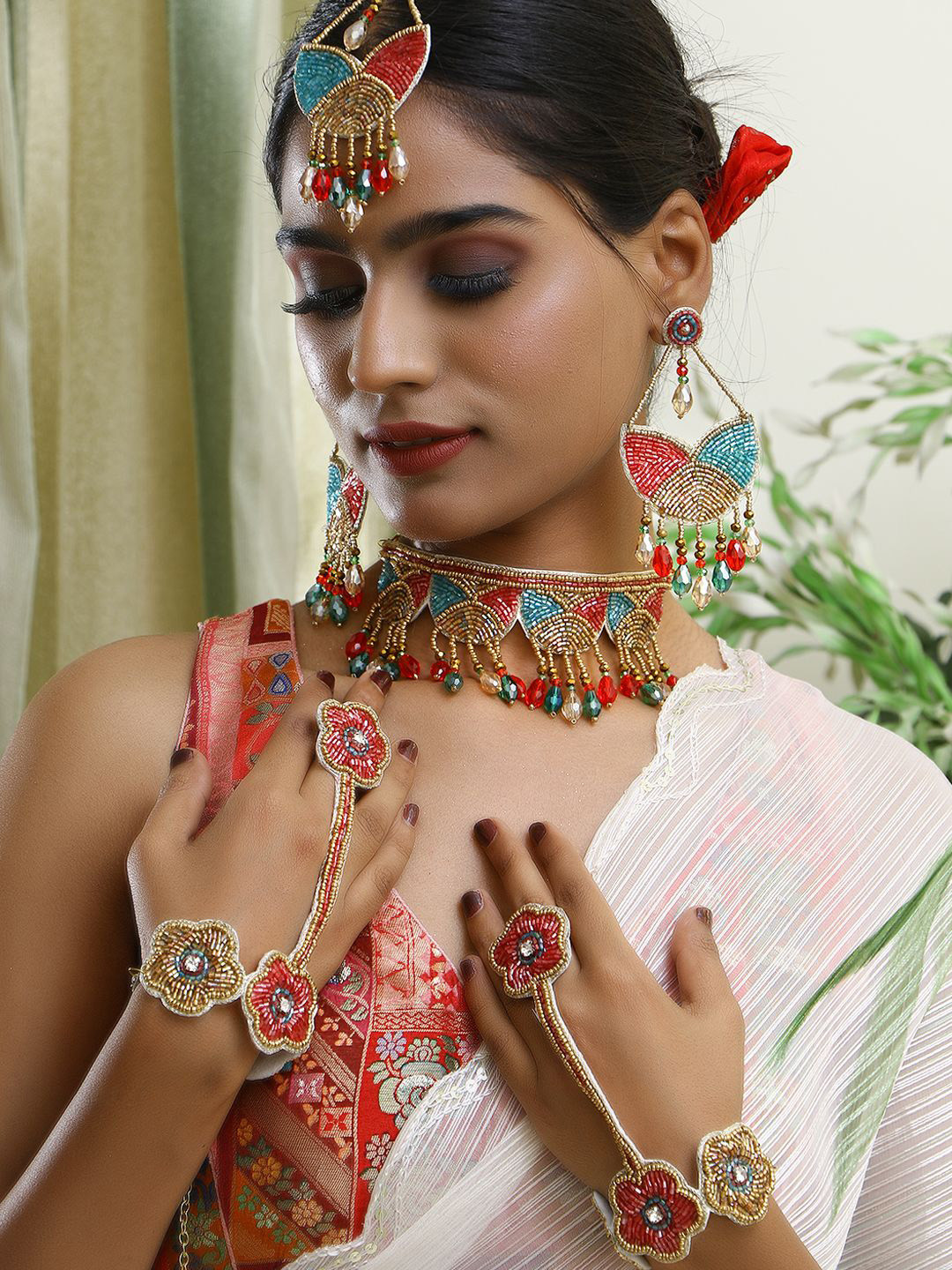 Adwitiya Collection Stones & Beads Jewellery Set