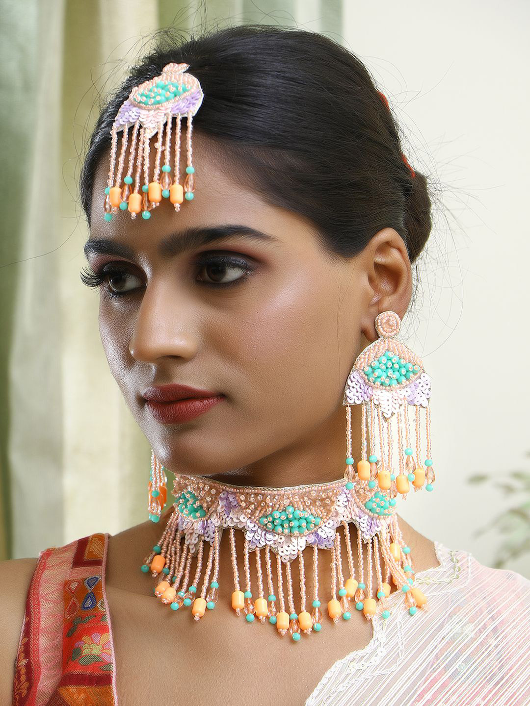 Adwitiya Collection Beaded Jewellery Set