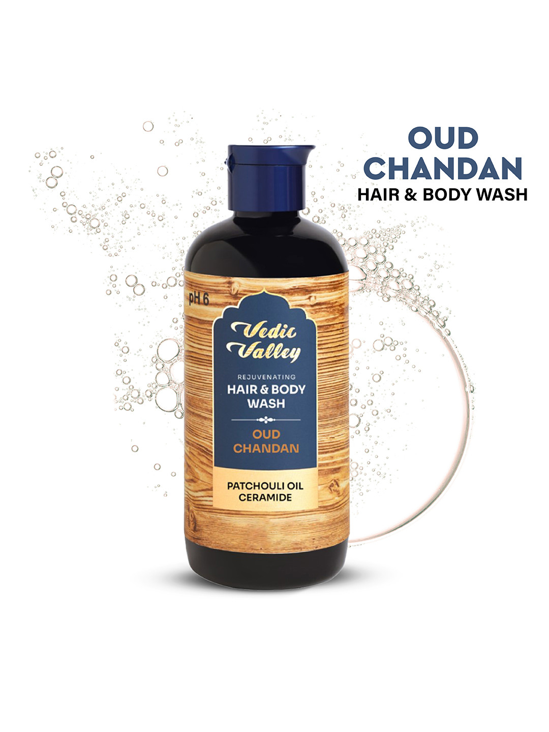 Vedic Valley Oud Chandan Patchouli Oil Ceramide Rejuvenating Hair & Body Wash - 300ml
