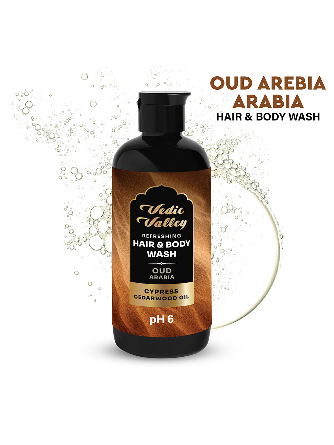 Vedic Valley Oud Arabia Cypress Cedarwood Oil pH 6 Refreshing Hair & Body Wash - 300ml