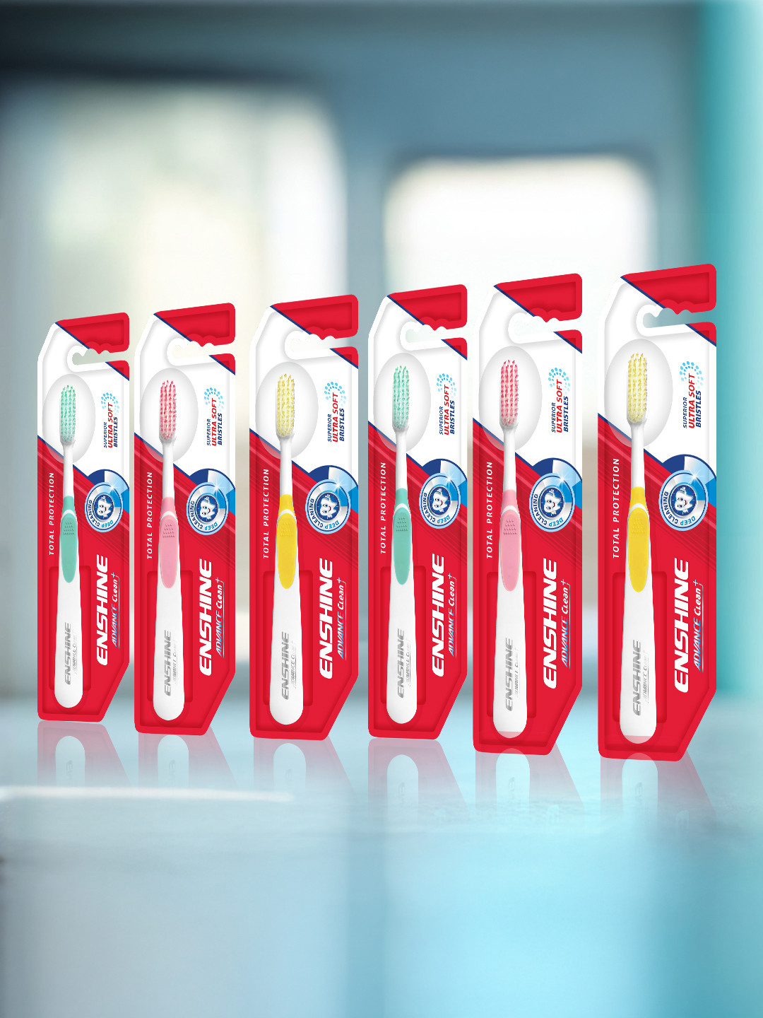 ENSHINE Set of 6 Advance Clean Plus Toothbrush with Ultra Soft Bristles