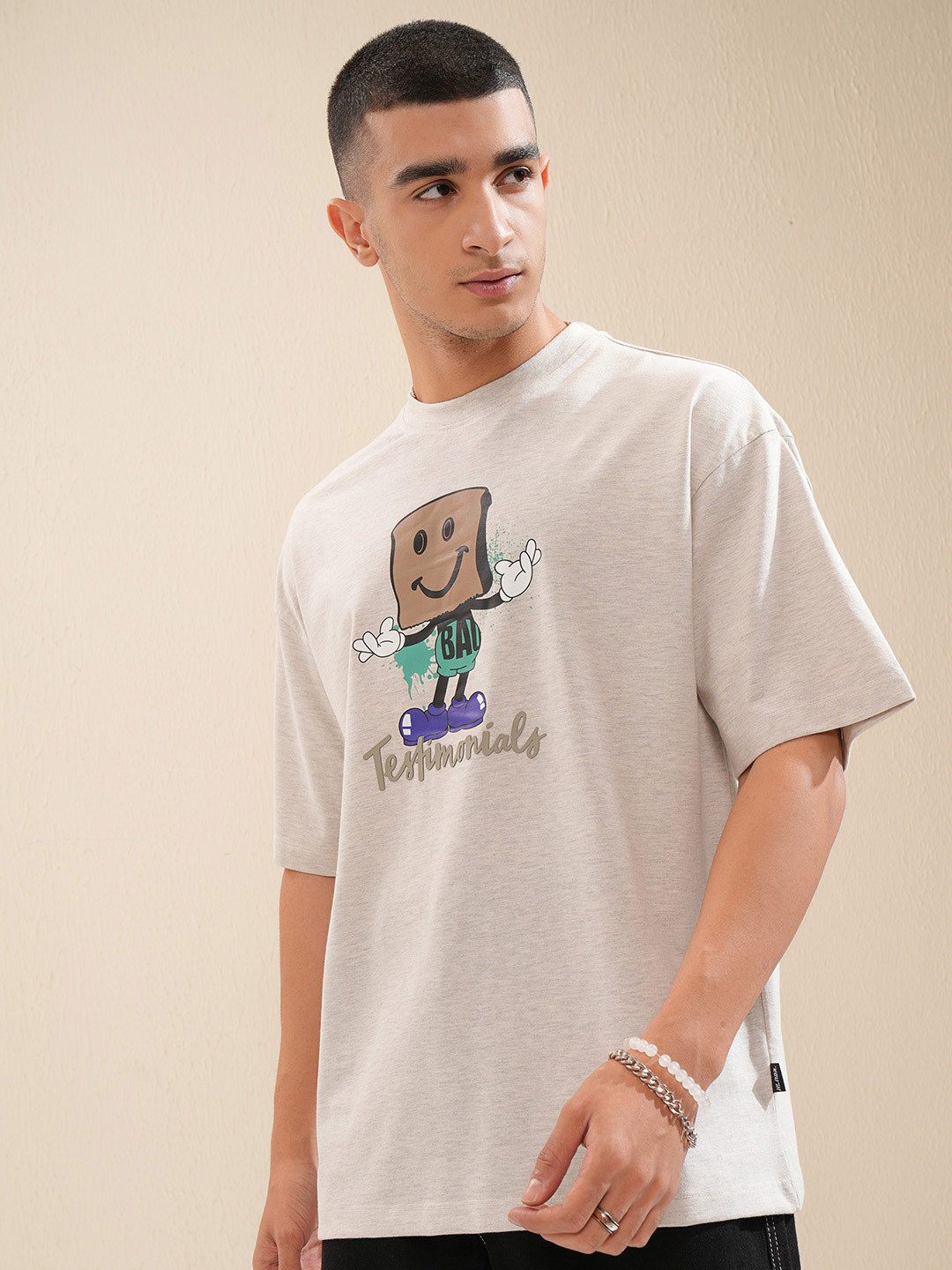 HIGHLANDER Men Knitted Textured Polo Collar Oversized Tshirt