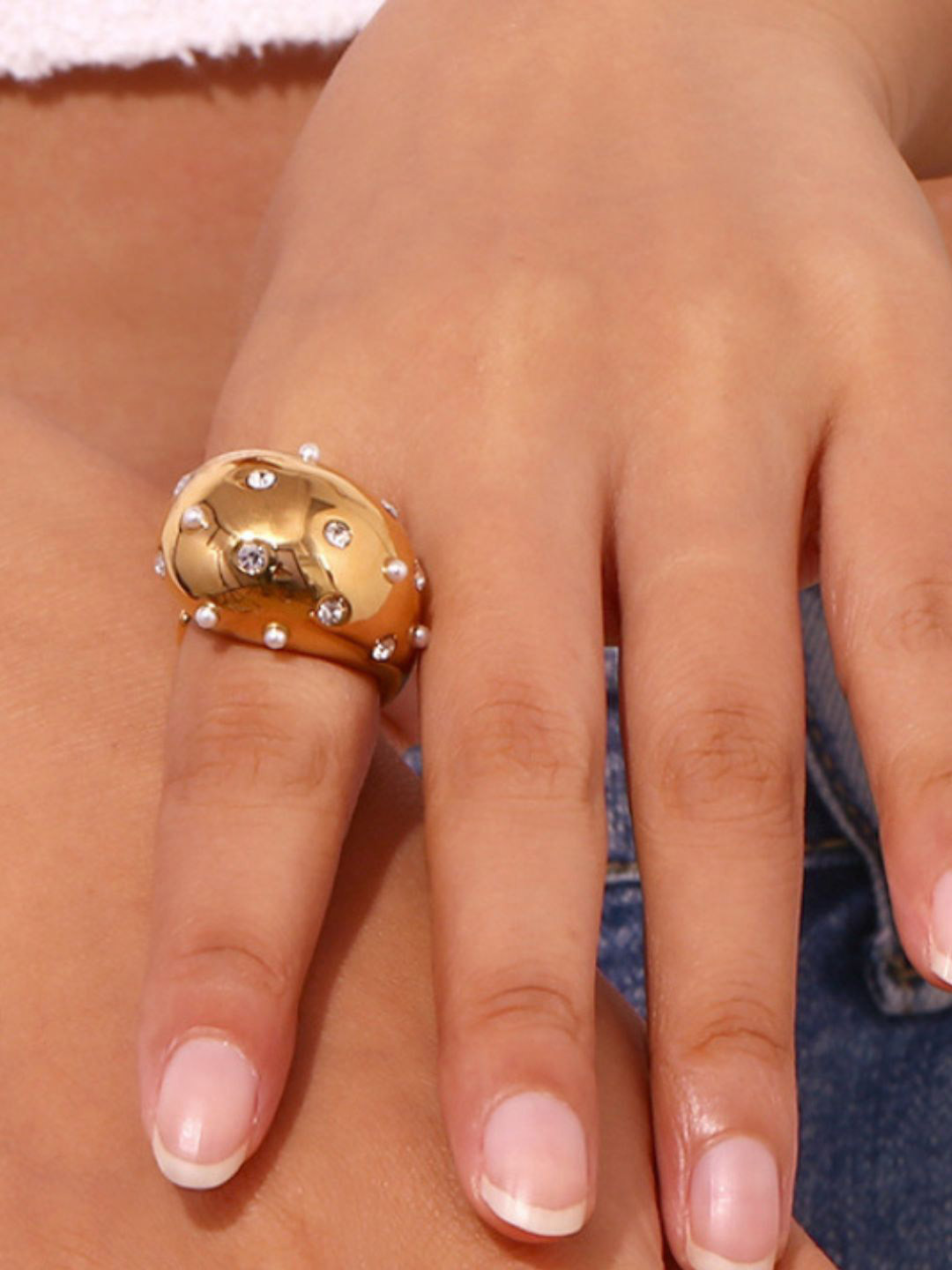 AQUASTREET 18K Plated Waterproof Anti Tarnish TearDrop Ring