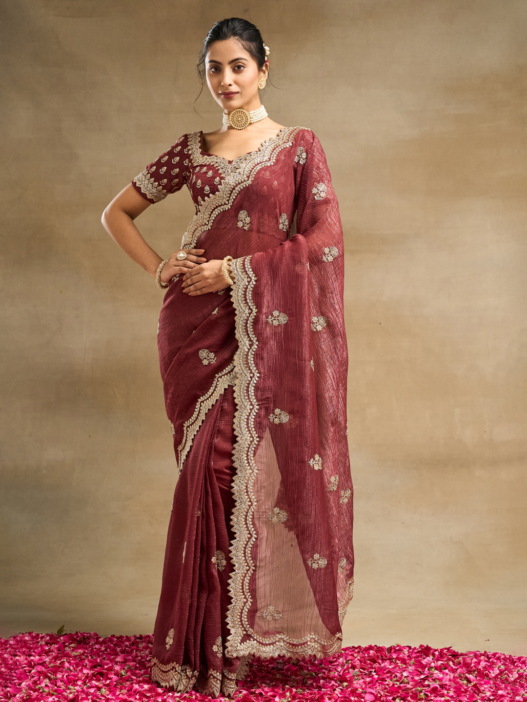 kasee Floral Embroidered Saree