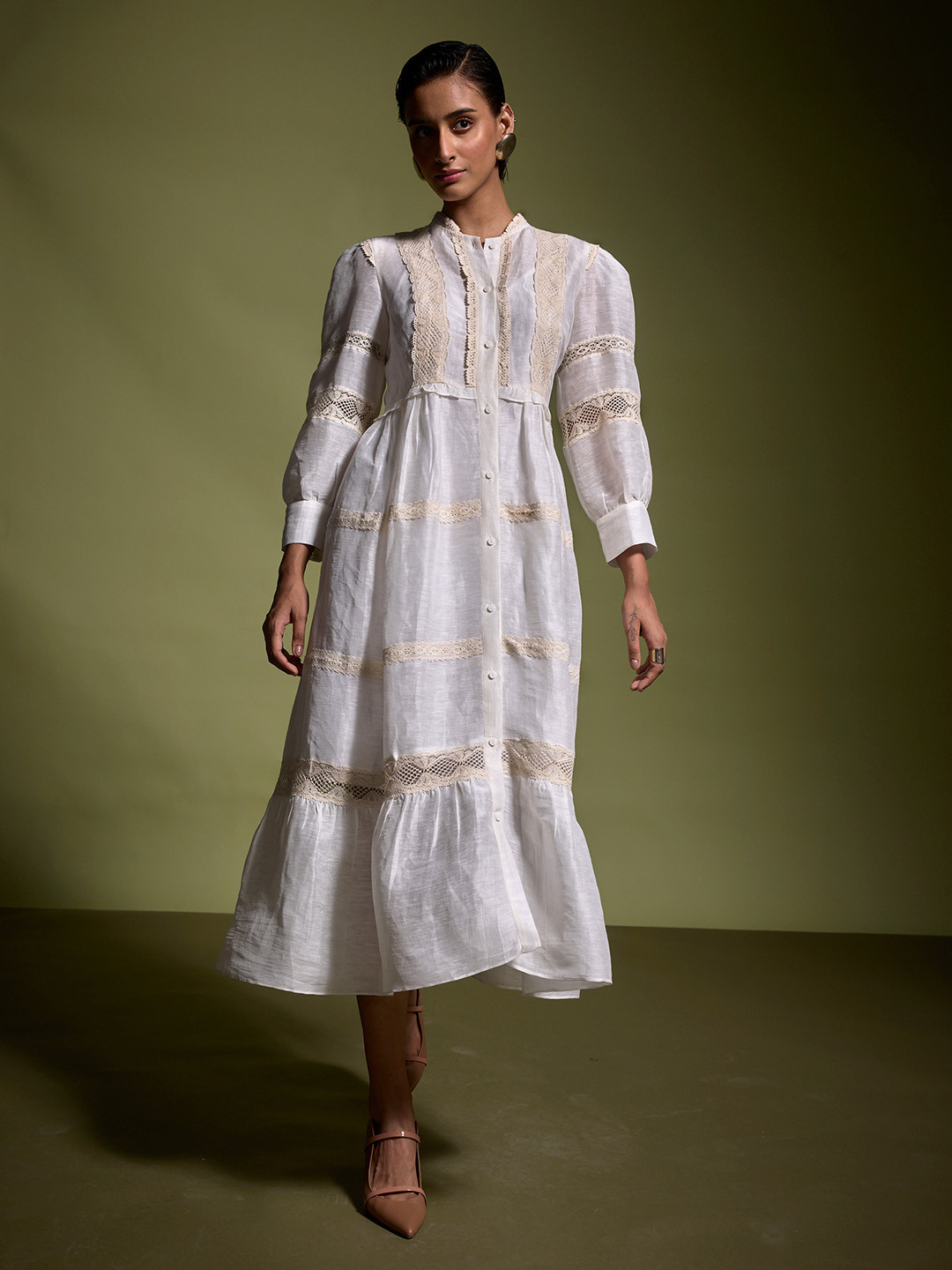 Dash and Dot Self Design A-Line Midi Dress