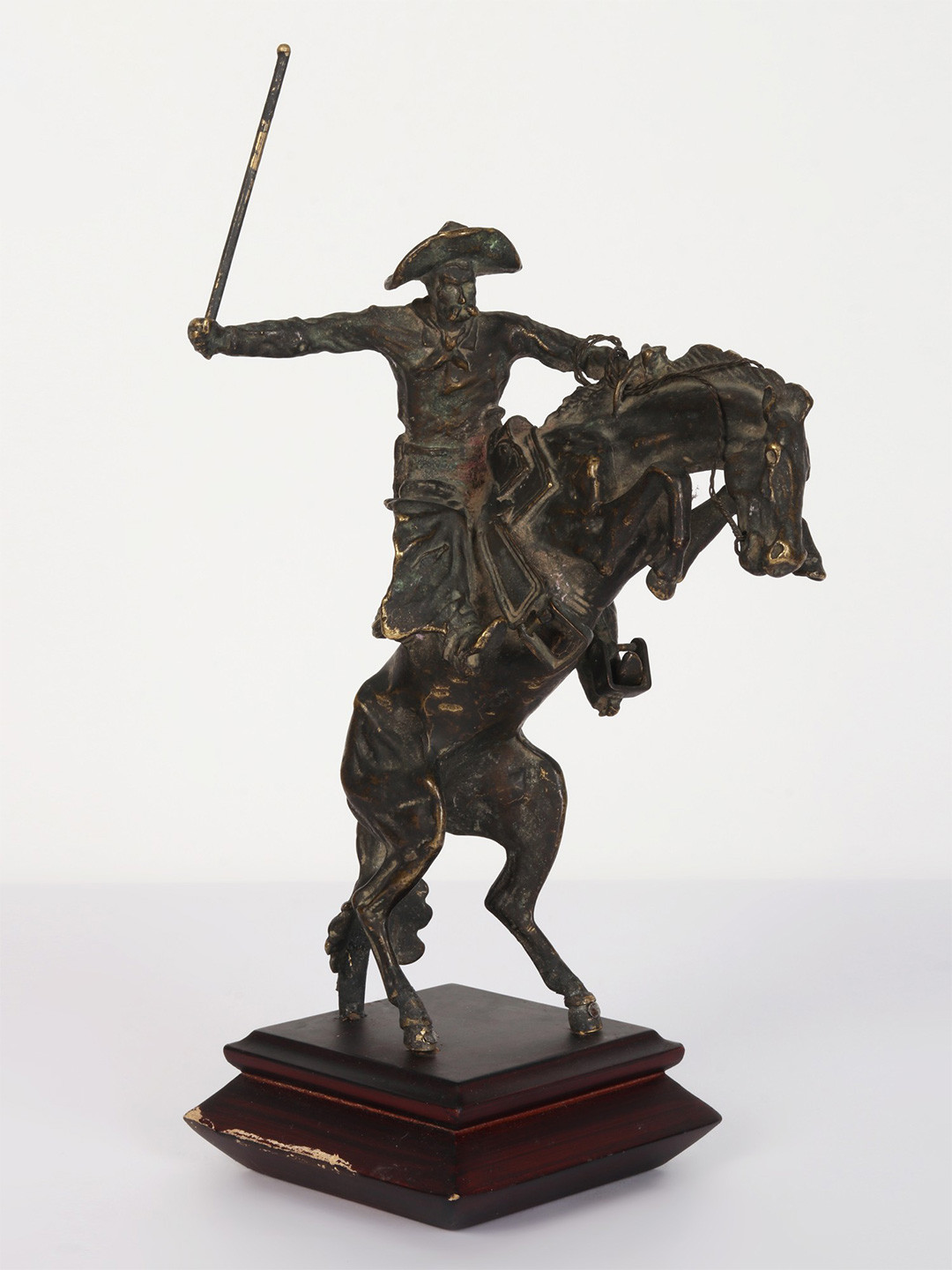 Exotic India The Bronco Buster Brown Wood Natural Living Room Medium Showpiece - 3.9 Inches