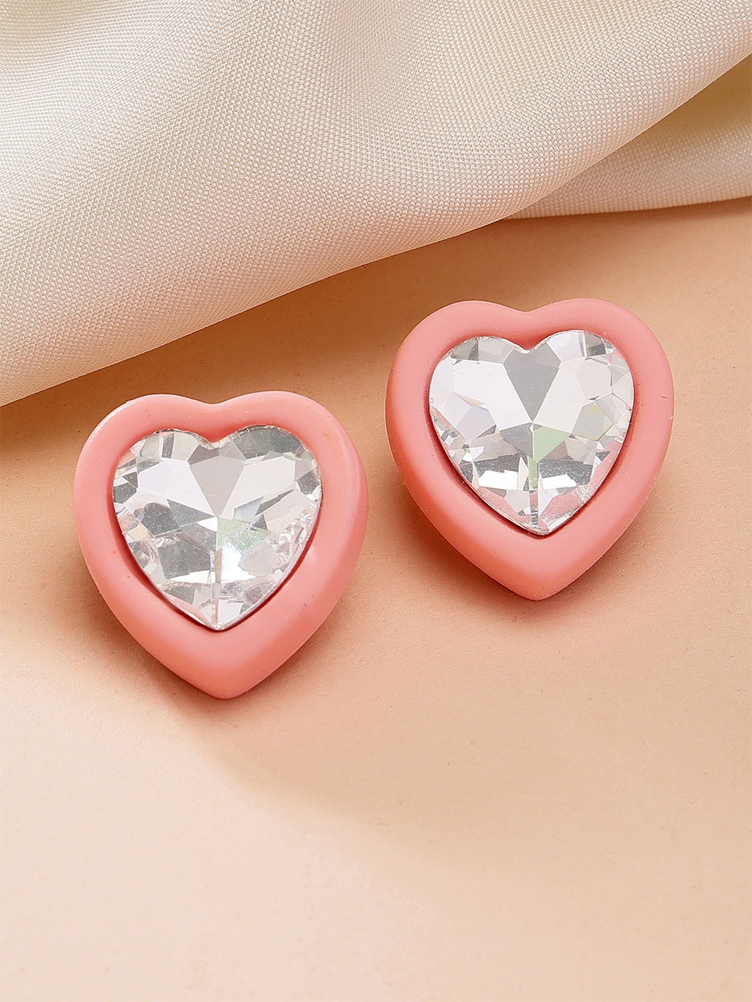 Bohey by KARATCART Gold Plated Rhinestone Contemporary Matte Finish Studs